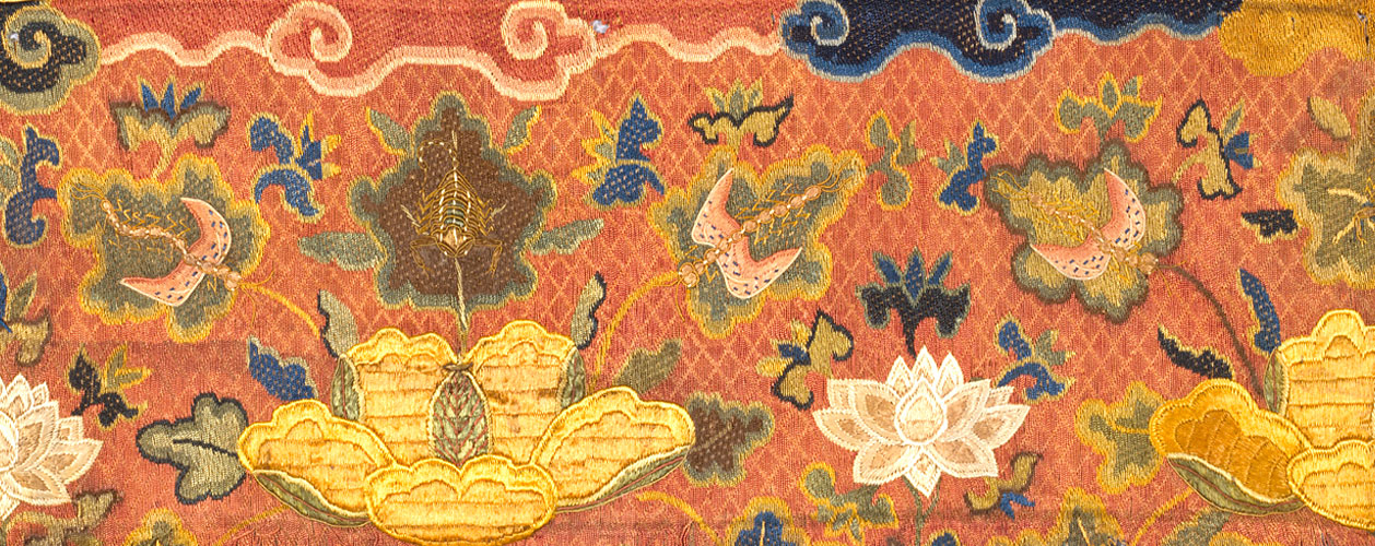Thread-spraying embroidery hollyhock lotus five-poison pattern leather face-China Archive